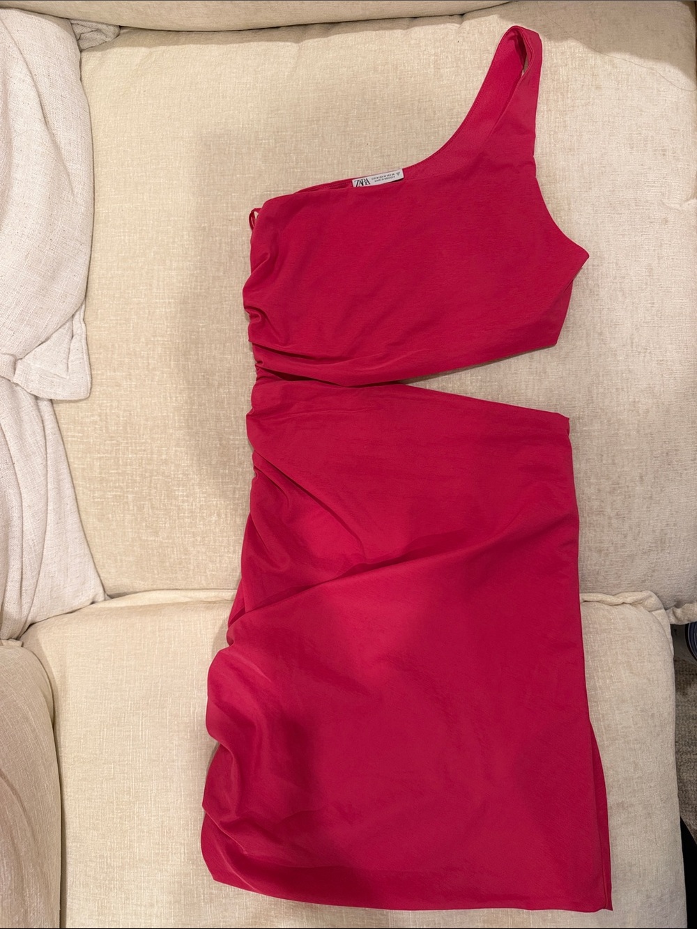 Zara Hot Pink One-Shoulder Mini Dress